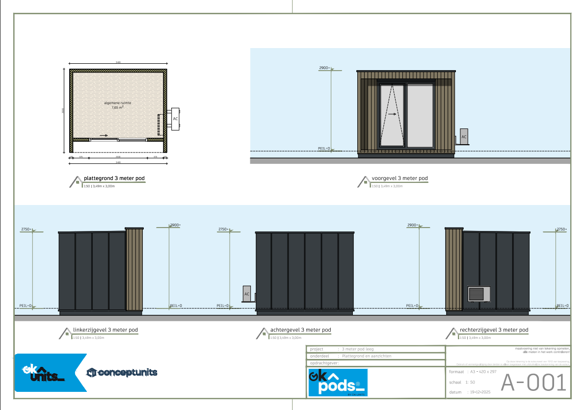 OK Pods technische tekening